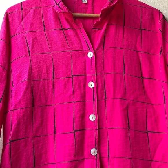 John Mark in Autographs-original Red Black Check Button Down Tunic Shirt - S - Picture 6 of 12